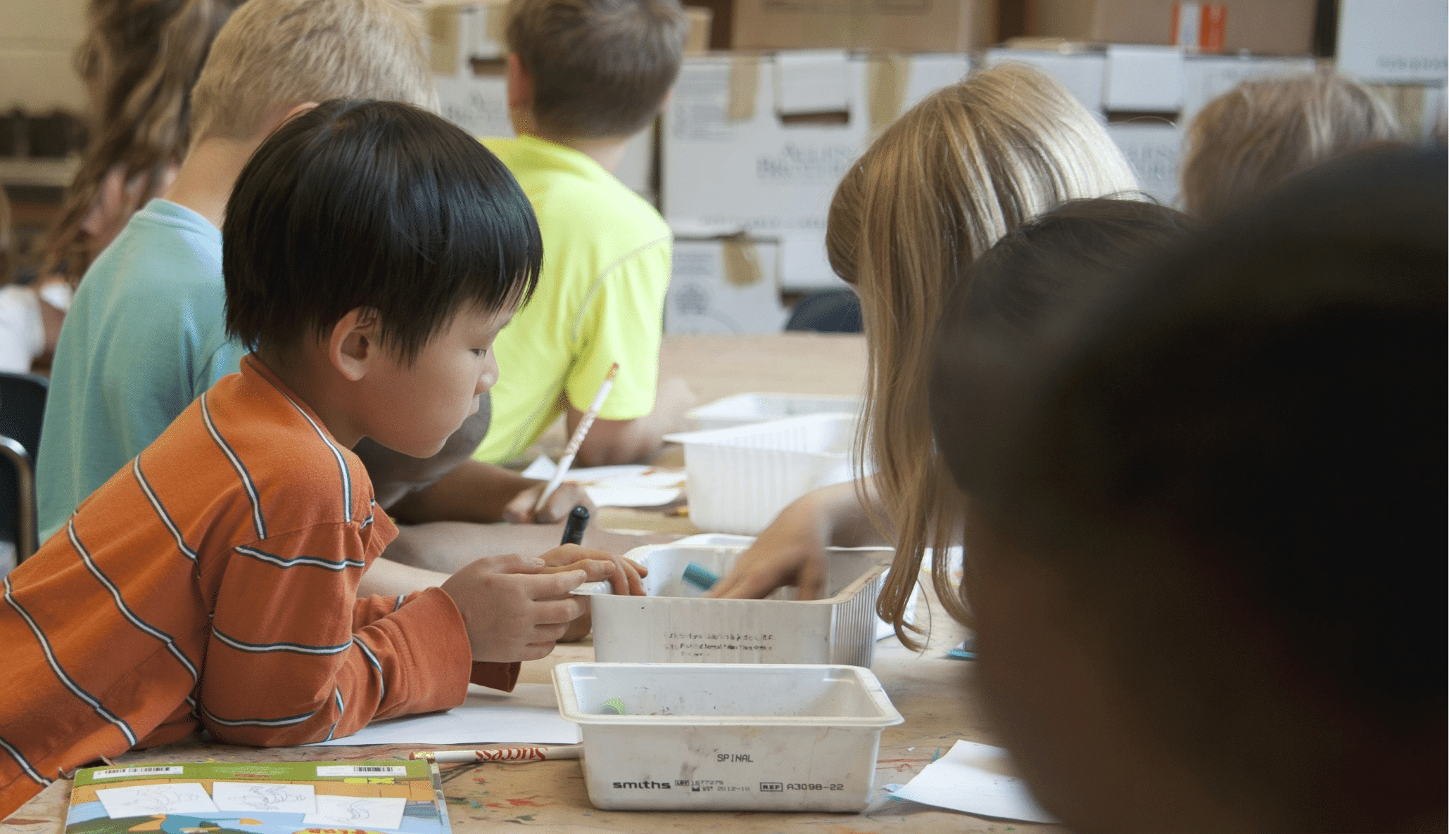 young student in art class