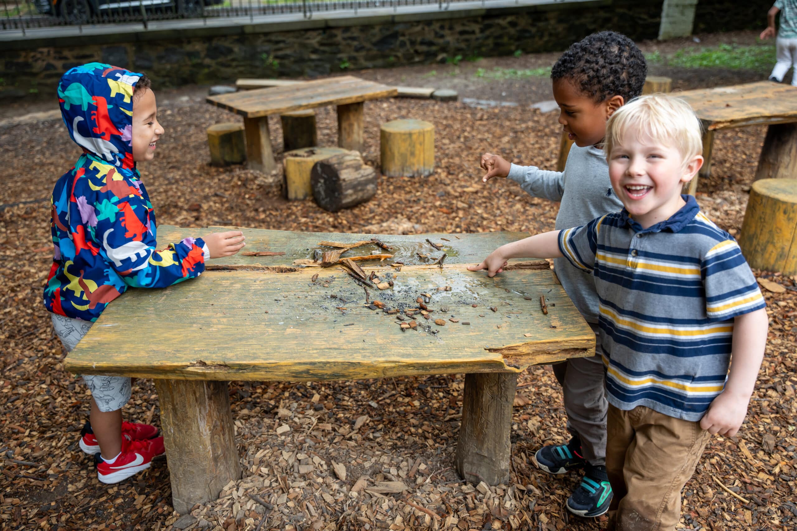 students playing outside