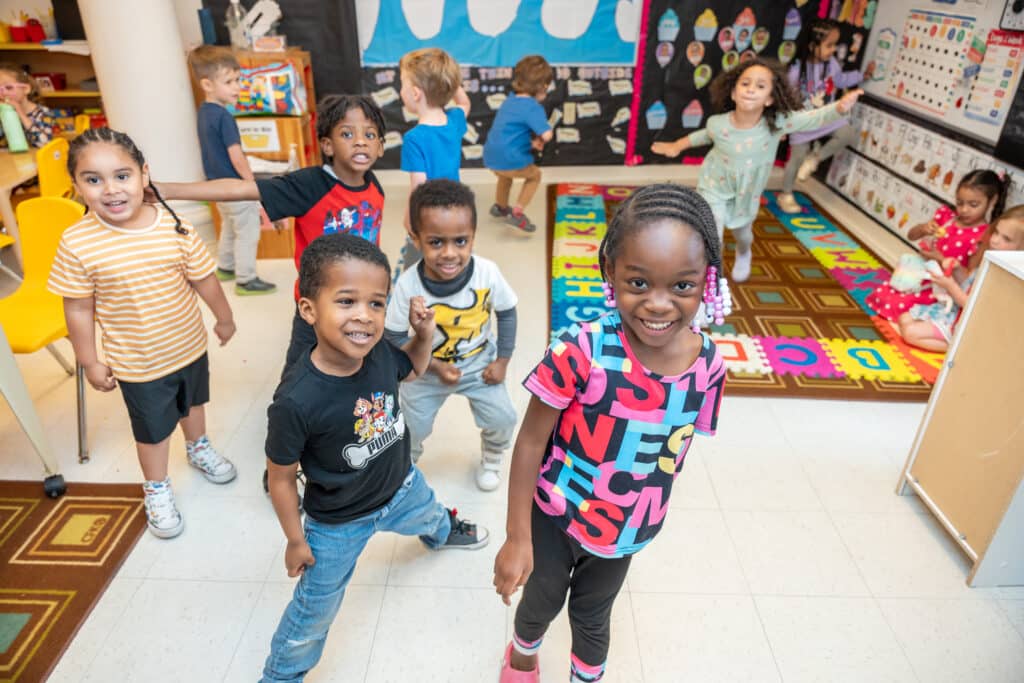 group of students smiling at camera